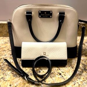Kate Spade Black/Cream Dome Satchel *with matching wallet*